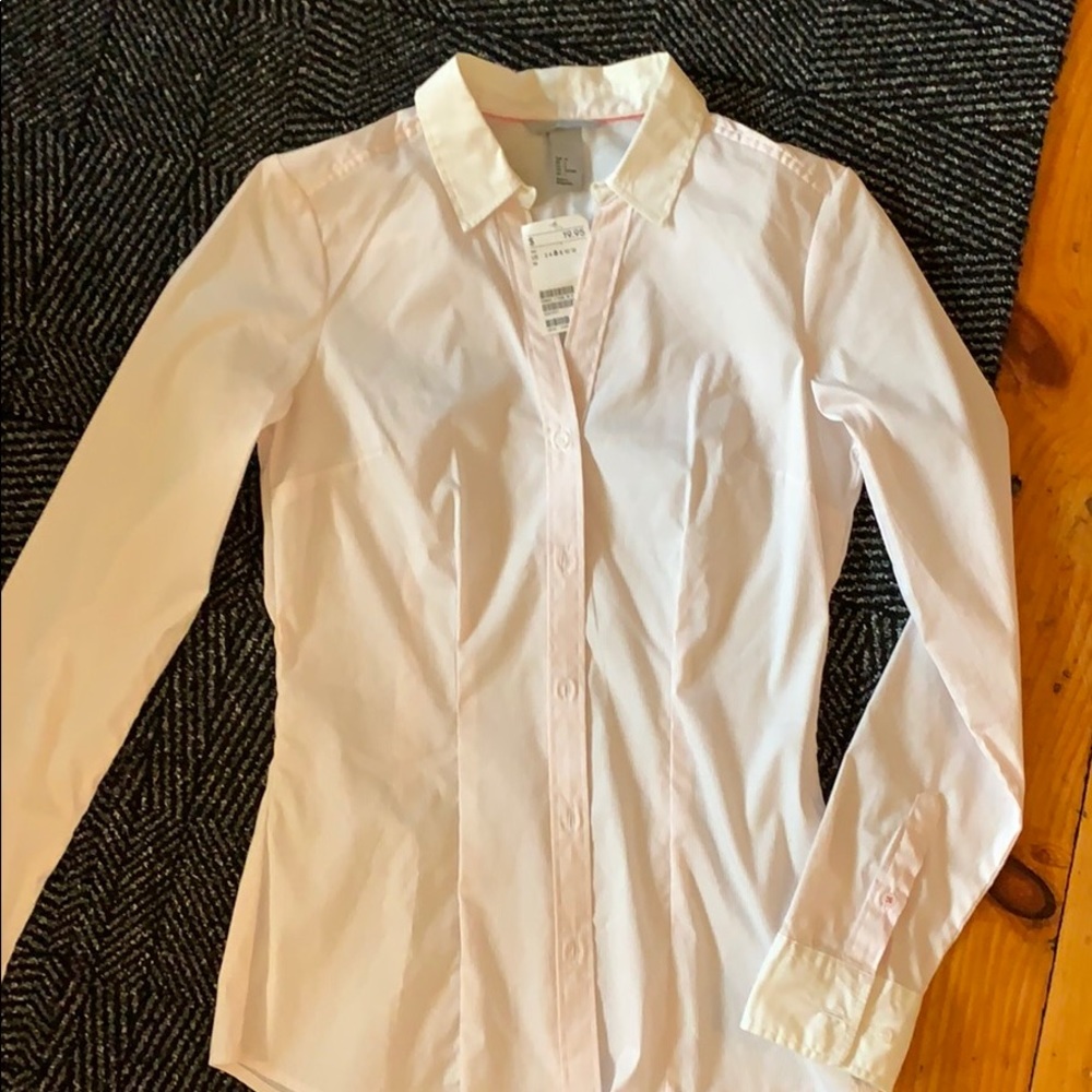 Pale pink pinstripe button down